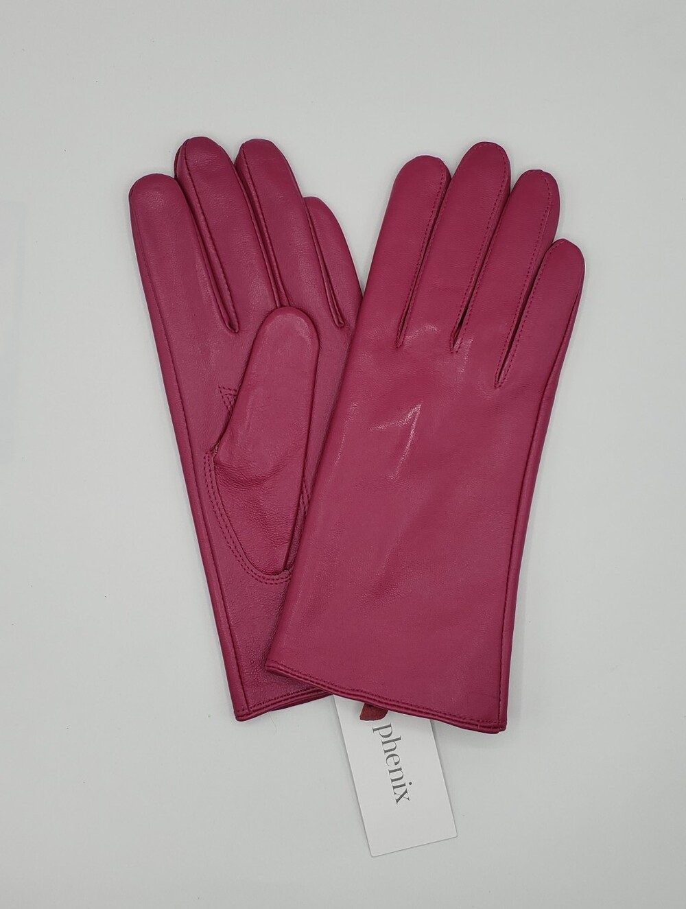 Phenix Cashmere-Lined Leather Gloves Pink L